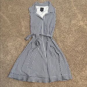 Alex Marie Navy and White Gingham Button-Up Dress